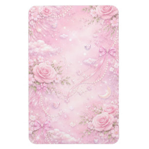 Magnet Flexible Rose Florale Rose Rêveuse Perles Rubans Paillettes