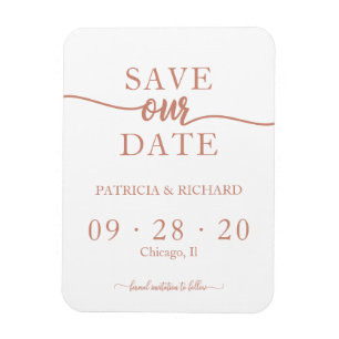 Magnet Flexible Rose Gold Calligraphie Mariage Enregistrer La Date