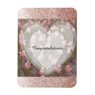 Magnet Flexible Rose Gold Faux Glitter Félicitations