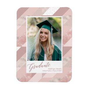 Magnet Flexible Rose Gold Marble Moderne Graduation Girl Photo