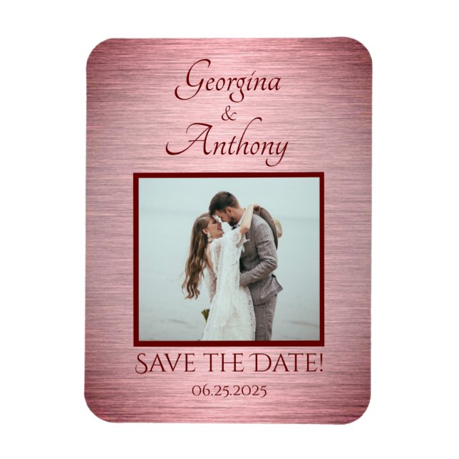 Magnet Flexible Rose Gold Photo Mariage personnalisée Enregistrer  (Vertical)