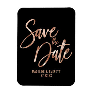 Magnet Flexible Rose Gold Typographie moderne Enregistrer la date 