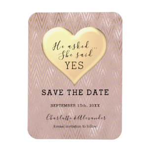 Magnet Flexible Rose Gold Wedding Save The Date Invite