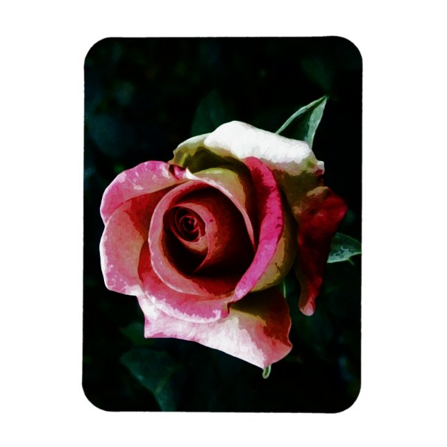 Magnet Flexible Rose peinte à l'huile en rouge (Vertical)