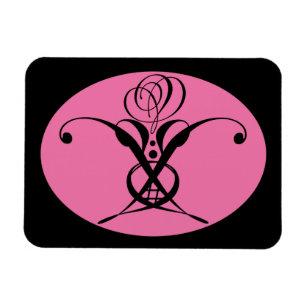 Magnet Flexible Rose rétro rose et noir