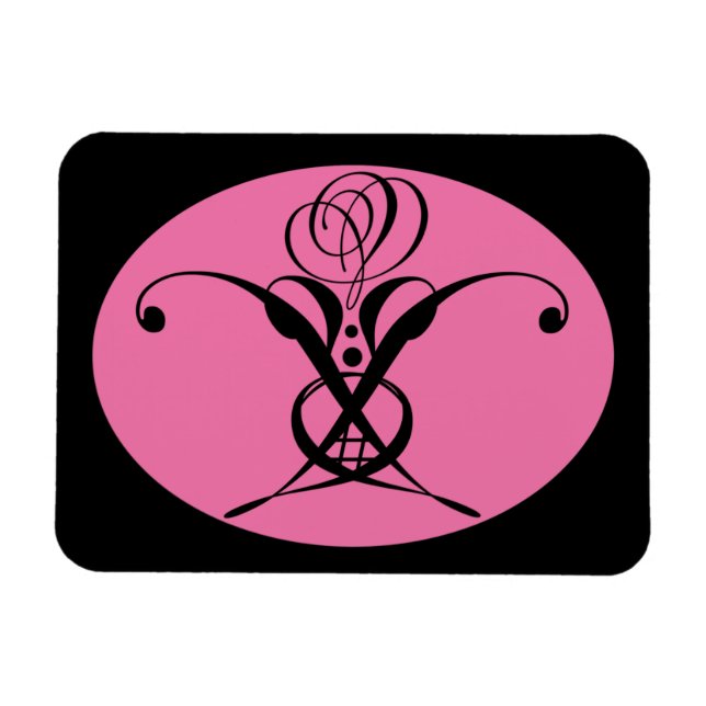 Magnet Flexible Rose rétro rose et noir (Horizontal)