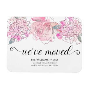 Magnet Flexible Rose rose mignonne Hydrangea Aquarelle Floral Movi