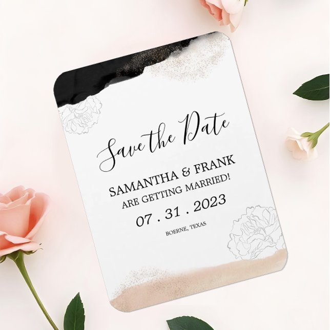 Magnet Flexible Rose vif moderne Enregistrer la date (Magnetic Save the Date Card)