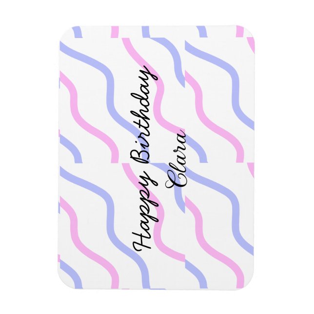 Magnet Flexible Rose violet rayures heureux anniversaire ajouter n (Vertical)