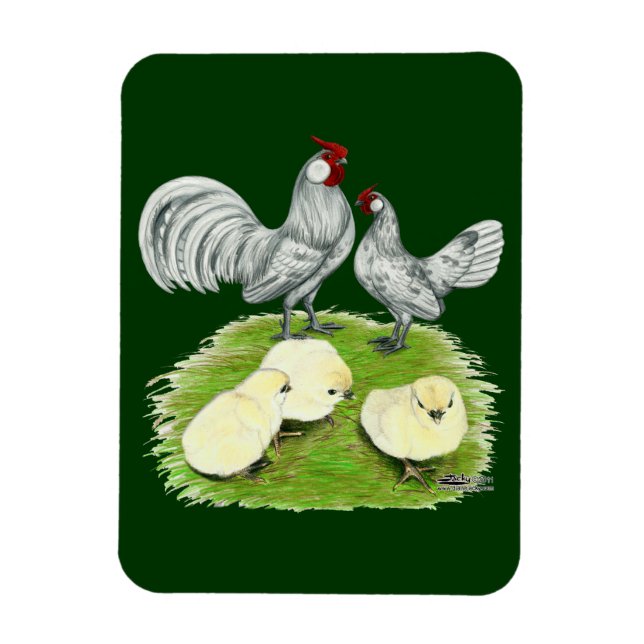 Magnet Flexible Rosecomb naine et poussins (Vertical)