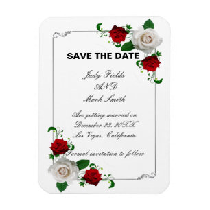 Magnet Flexible Roses rouges et blanches Mariage de Noël Enregistr