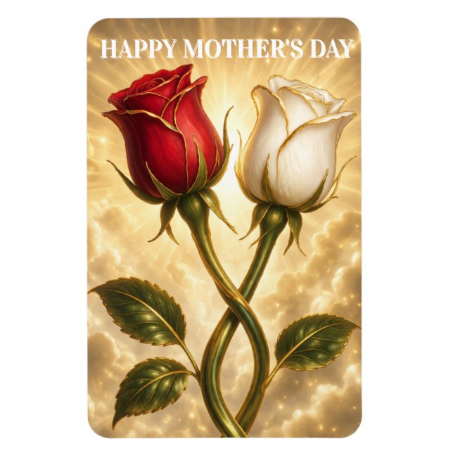 Magnet Flexible Roses rouges et blancs entrelacés. (Vertical)