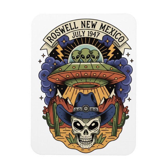 Magnet Flexible Roswell Nouveau-Mexique Alien (Vertical)