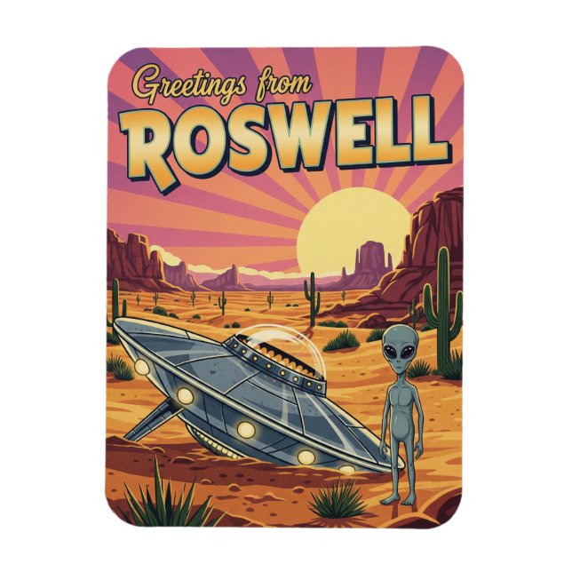 Magnet Flexible Roswell Nouveau-Mexique Alien (Vertical)
