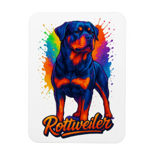 Magnet Flexible Rottweiler Pop Art vibrant - Chien néon audacieux