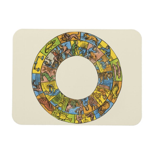 Magnet Flexible Roue du zodiaque astrologique céleste vintage (Horizontal)