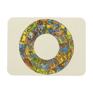 Magnet Flexible Roue vintage céleste, Zodiaque astrologique