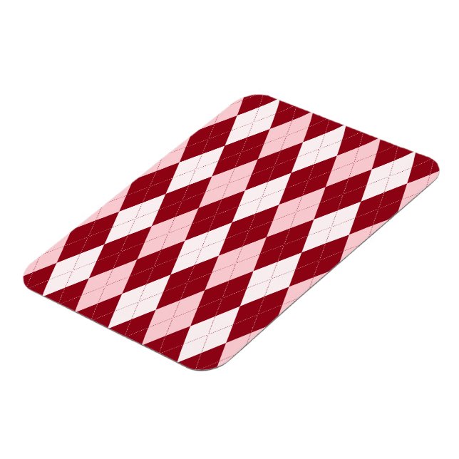 Magnet Flexible Rouge Argyle Rouge Clair Rose Petit Diamant Forme (Côté Gauche)