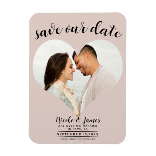 Magnet Flexible Rouge Bisque Coeur Photo Mariage Épargnez la Date