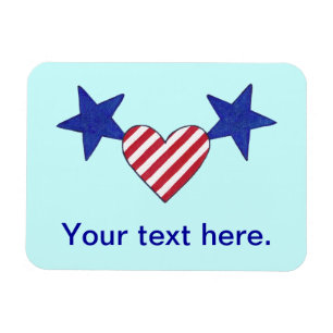 Magnet Flexible Rouge Blanc Bleu Coeur Étoiles et rayures Flex Mag