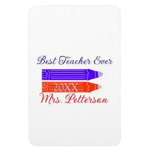Magnet Flexible Rouge bleu crayons meilleur enseignant jamais ajou
