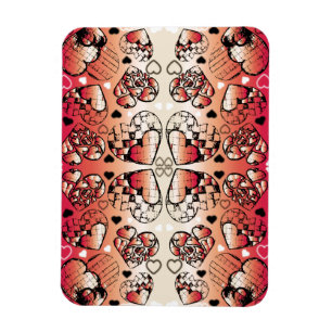 Magnet Flexible Rouge et blanc Whimsical Romantic Hearts motif