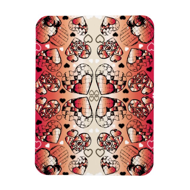 Magnet Flexible Rouge et blanc Whimsical Romantic Hearts motif (Vertical)