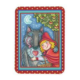 MAGNET FLEXIBLE ROUGE RIDING HOOD, LES LOUPS ONT BESOIN DE HUGS TR