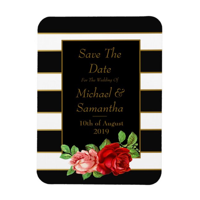 Magnet Flexible Rouge Rose, Noir, Blanc & Or - (Vertical)