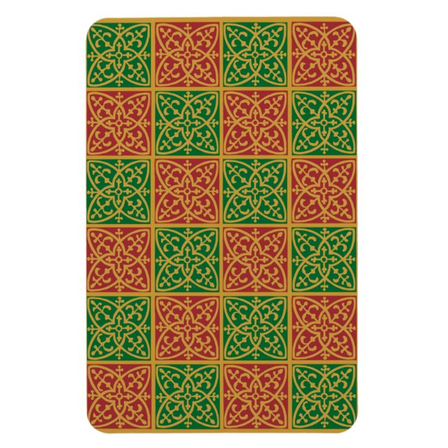 Magnet Flexible Rouge Vert Fleur de Lis Motif de vacances (Vertical)