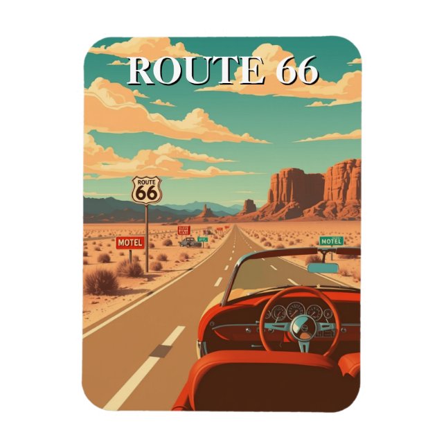Magnet Flexible Route 66 Classic Road Trip American (Vertical)