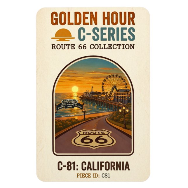 Magnet Flexible Route 66 de l'heure dorée Série C | Californie (Vertical)