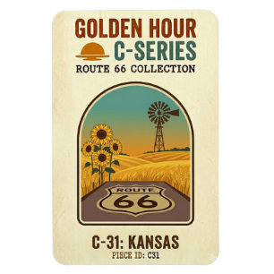 Magnet Flexible Route 66 de l'heure dorée, série C   Kansas