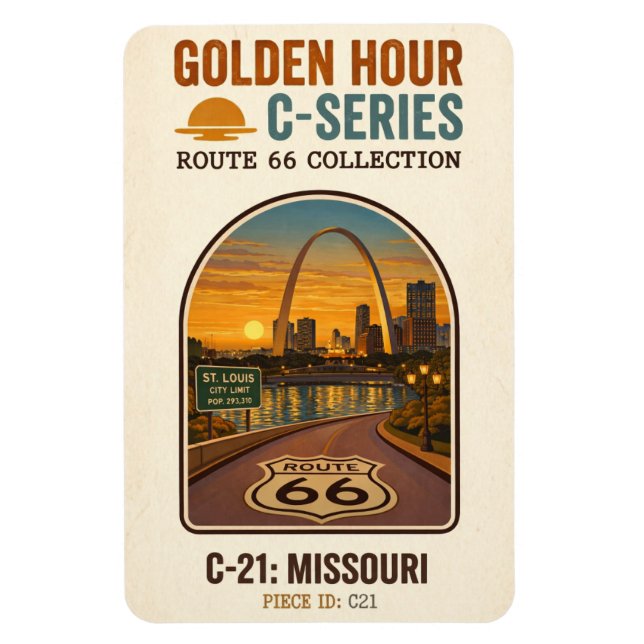 Magnet Flexible Route 66 de l'heure dorée Série C | Missouri (Vertical)