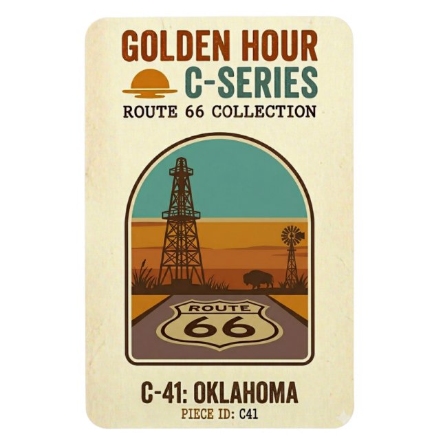 Magnet Flexible Route 66 de l'heure dorée Série C | Oklahoma (Vertical)