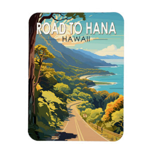 Magnet Flexible Route vers Hana Maui Hawaii Travel Art Vintage