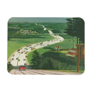 Magnet Flexible Routes Scéniques Américaines Vintage, Road Trip en