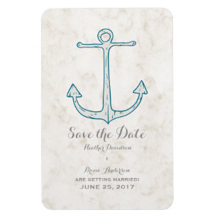 Magnet Flexible Royal Blue Rustic Ancre Enregistrer la date