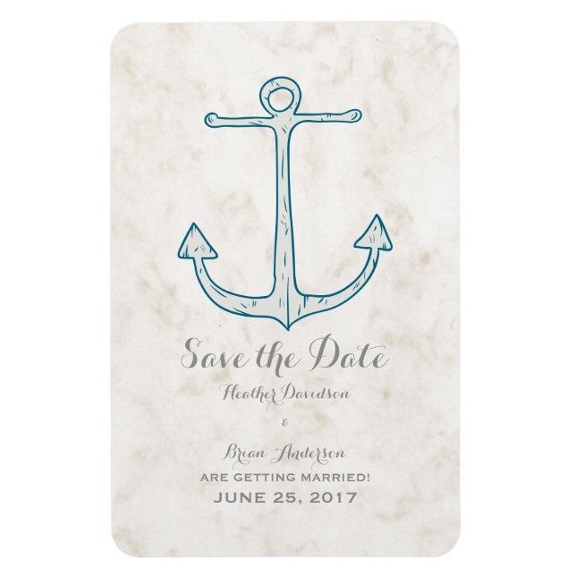 Magnet Flexible Royal Blue Rustic Ancre Enregistrer la date (Vertical)