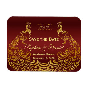 Magnet Flexible Royal Bourgogne Gold Peacock Mariage ENREGISTRER L