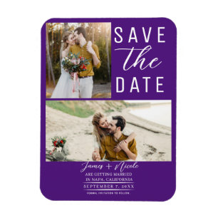 Magnet Flexible Royal Purple 2 Photos Save the Date Mariage