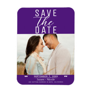 Magnet Flexible Royal Purple Enregistrer la date Mariage Photo