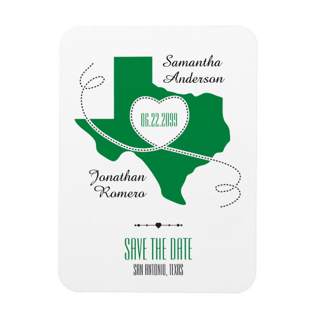 Magnet Flexible Ruban vert Texas Curling Enregistrer la date (Vertical)