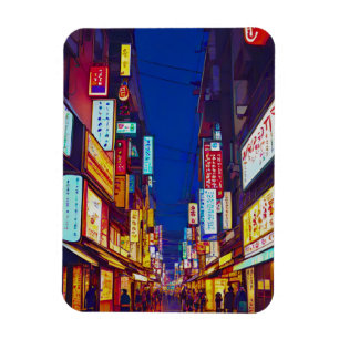 Magnet Flexible Rue de ville japonaise la nuit 