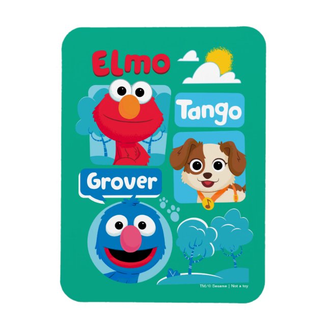 Magnet Flexible Rue Sésame | Elmo, Tango, & Grover Park Graphic (Vertical)