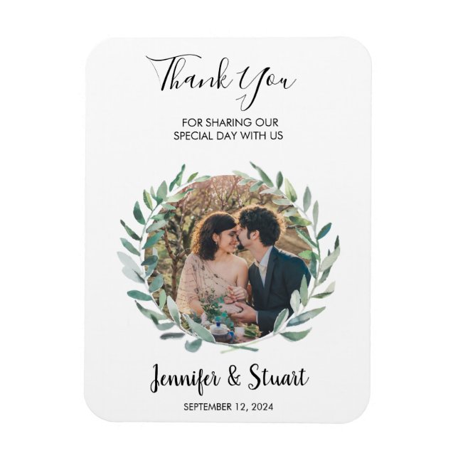 Magnet Flexible Russe aquarelle feuille Merci photo mariage (Vertical)