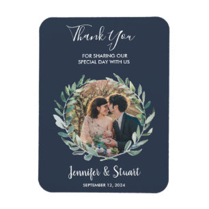 Magnet Flexible Russe aquarelle feuille Merci photo mariage