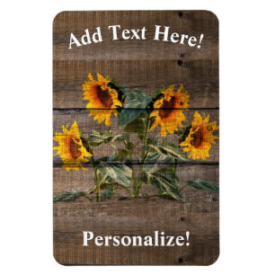 Magnet Flexible Rustic Barn Wood Sunflower