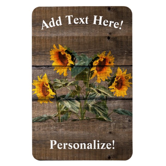 Magnet Flexible Rustic Barn Wood Sunflower (Vertical)