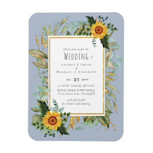 Magnet Flexible Rustic BOHO Sunflowers Greenery Wedding